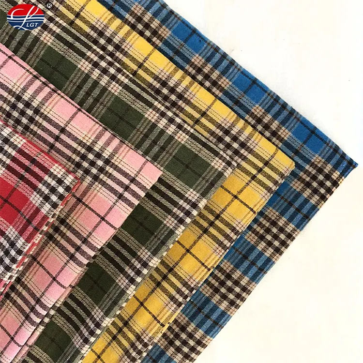 Custom High Quality Flannel Feel 40% Cotton 60% Polyester Cloth Check Plaid Fabric For Shirts Blouses