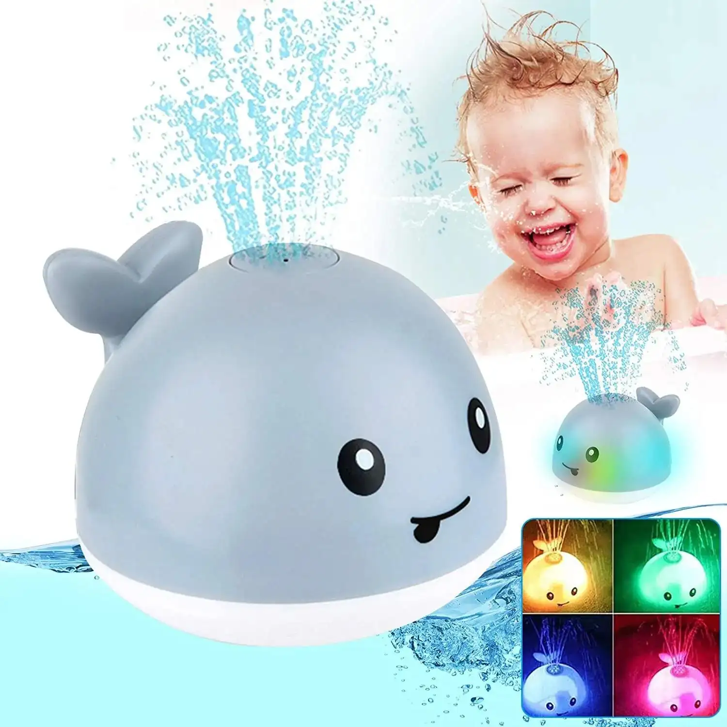 TikTok Hot Sale Electric Whales Spray Baby Bath Toys With Light Music Kids Cartoon Bathroom Toy Children Bathtub Water Play Toys