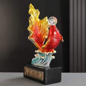 รูปปั้นปลาทองนำโชคอีพ็อกซี่เรซินตกแต่งบ้านสำนักงานระดับไฮเอนด์สำหรับวันหยุด - Product Image 4