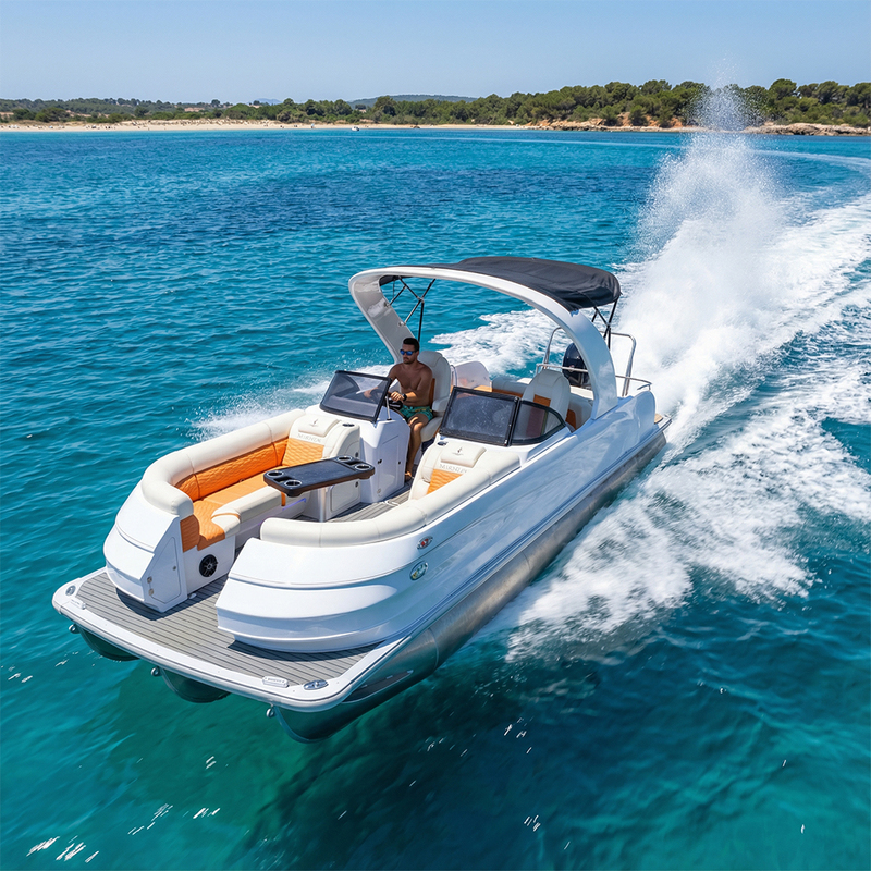 Kinocean 22ft Aluminum Pontoon Boat White