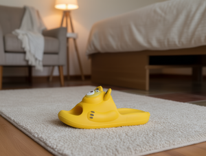 Yellow Animal Print Slippers 24-35 Anti Slip Summer PVC Closed Toe Women's Shoes - Product Image 2