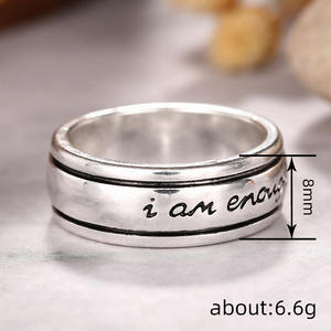 Anillo de Acero Inoxidable T0941, Estilo Rústico, Grabado 'I Am Enough', Unisex, Joyería para Regalo - Product Image 4