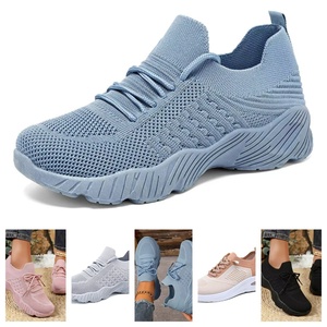 Online Retail Store Breathable <b>Knit</b> Sneakers Lightweight Lace up Walking Shoes Colorful Casual <b>Trainers</b> for <b>Women</b> Free Size - Product Image 2