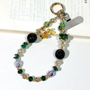 Nuevo Lanzamiento: Cadena para Teléfono Verde <span class=keywords><strong>Bosque</strong></span>, Cordón de Muñeca con Cristales Florales en Tono Esmeralda, Llavero Moderno para Teléfono Móvil/Bolso - Product Image 1