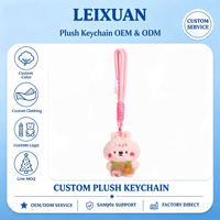 Porte-clés Lapin Rose en Peluche, Cordon Tressé Rose à Nouer, Sangle Faite à la Main, Poupée Lapin Douce et Moelleuse, Breloque de Sac, pour Sac à Main, Téléphone