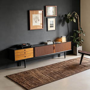 Mid-Century Modern Fluted Wood <b>TV</b> <b>Stand</b> with Drawers, Media Console for Living Room - Product Image 5