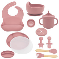 Vaisselle en silicone pour enfants de qualité alimentaire sans Bpa d'usine ensemble d'alimentation assiette et cuillère d'alimentation pour bébé à succion ensemble-cadeau