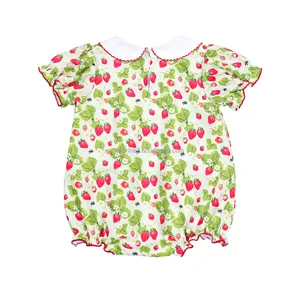 Neuzugang Kinderkleidung Erdbeeren Stickerei Kleinkind Blase Boutique individuell bedruckt Baby Mädchen Strampler