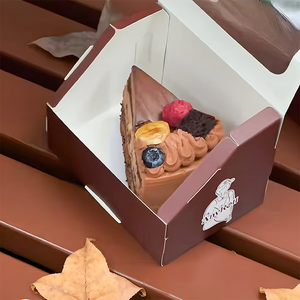 Venta al por mayor exclusiva patrones personalizados cuadrados tiramisú rebanadas de pastel para <span class=keywords><strong>la</strong></span> recepción del cliente varias ocasiones cajas de pastel con ventana - Product Image 4