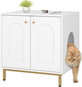 Meuble pour <span class=keywords><strong>litière</strong></span> de <span class=keywords><strong>chat</strong></span>, meuble pour <span class=keywords><strong>litière</strong></span> de <span class=keywords><strong>chat</strong></span> dissimulé, en bois, adapté à <span class=keywords><strong>la</strong></span> plupart des chats et des litières, salon, chambre à coucher, blanc et or - Product Image 1