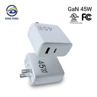 Cargador Rápido GaN PD45W con Tipo-C PD 3.0 para Laptop, Teléfono Móvil y Reloj Inteligente, Estándar Estadounidense, Plegable, Certificado UL