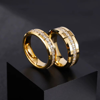 Anillos de Tungsteno Tempusort Classic Shiny de 6mm y 8mm, Chapados en Oro de 14K para Parejas, Joyería Personalizada, Anillos de Boda con Circonitas