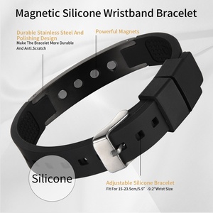 4 in 1 Bio Elements Energy Magnetic <b>Bracelet</b> Stainless Steel Silicone Germanium for Men Daily Health Care Adjustable Anti Static - Product Image 4