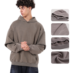 Sudadera con capucha de algodón pesado de 430 g/m² para hombre, estilo vintage, con estampado digital 3D, efecto de dos piezas y bajo sin rematar - Product Image 2