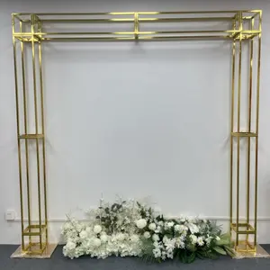 Decorazione della festa nuziale doppio supporto cerchio anello rotondo sfondo cerimonia Decor color oro arco in metallo all'aperto