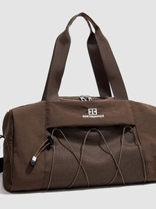 กระเป๋ากีฬาแบบ unisex ขนาดใหญ่ ปิดด้วยซิป กันน้ำ ซับในตาข่าย กระเป๋าเดินทางสำหรับออกกำลังกาย สีน้ำตาล สายสะพายปรับได้ - Product Image 3