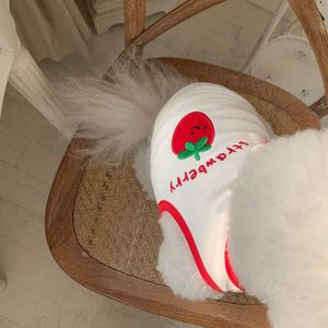 Gilet Ricamato Primavera/Estate per Cani e Gatti, Motivo Fragola, Design Casual per Teddy, Pomeranian, Poodle, Yorkshire Terrier, Bichon - Product Image 3