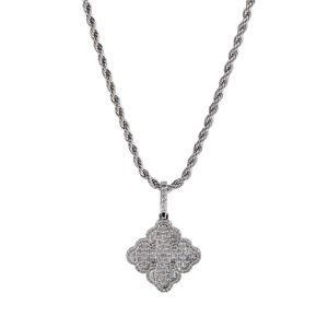 Collier pendentif Hip Hop entièrement serti de zircons, croix en laiton plaqué or 18 carats, style Iced Bramble Wound, avec diamants en zircon - Product Image 4