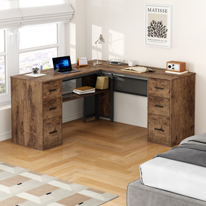 Tùy Chỉnh L Hình Bàn Với Ngăn Kéo Hiện Đại Góc Kim Loại Gỗ L Hình Dạng Bàn Máy Tính Với Tủ Tập Tin Cho Nhà Văn Phòng Phòng Ngủ - Product Image 3