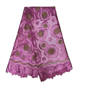 New fashion nigerian guipure lace fabric multi color guipure lace flower cord lace