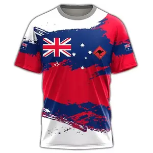 新着人気価格3DプリントファッションメンズOネックTシャツオーストラリア国旗Tシャツアウトドア用