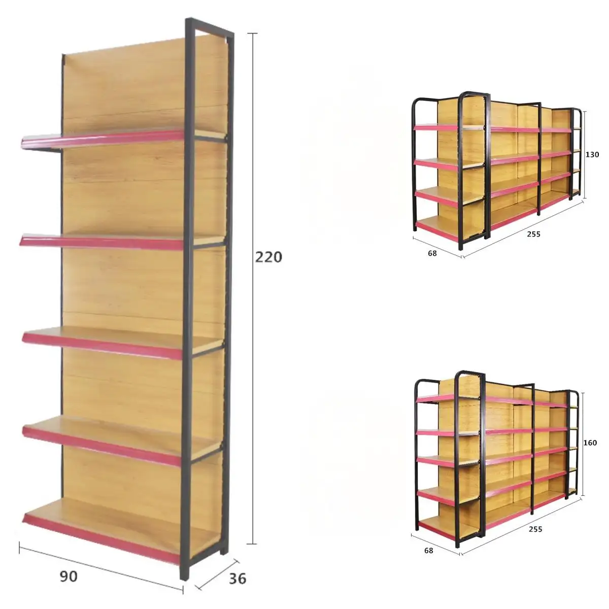 PFCT nuevo diseño supermercado equipo tienda exhibición estantes de madera para venta al por menor