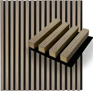 wholesale new materials fire resistance Polyester Fiber 3D acoustic Sound Absorbing wall art decor panels wood slats