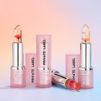 Logo personnalisé fleur gelée rouge à lèvres ensemble changement de température hydratant longue durée baume nutritif magique changement de couleur brillant à lèvres