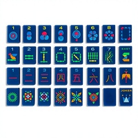 Tuiles de Mahjong Américaines Géométriques Colorées Rétro Personnalisées, Jeu de 160 Pièces en Acrylique 4 Couches, Durable et Portable
