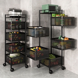 多機能<span class=keywords><strong>5</strong></span>層回転可能キッチン野菜収納装置360回転式トロリーポータブルバスケット収納ラック - Product Image 6