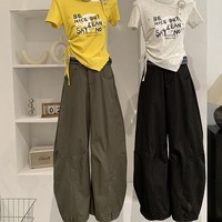 Nouvelle collection automne 2026 – Pantalon large taille haute coréen pour femme avec ceinture, coupe ample, longueur totale, décontracté et chic pour le quotidien