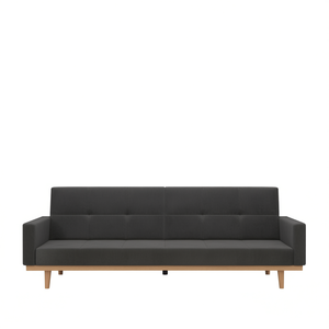 Dark Gray Velvet <b>Sofa</b> Bed 2 Seater <b>Wood</b> <b>Frame</b> Modern Design Living Room Furniture - Product Image 1
