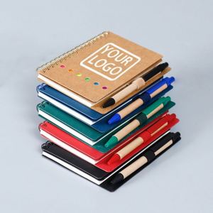 Custom Printed Paper Book <b>Mini</b> Small <b>Notebook</b> Spiral Eco Memo Notes Flag Kraft Notepads With Pen and Sticky Note - Product Image 1