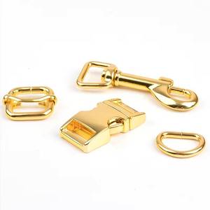 Luxury Gold <b>Pet</b> <b>Collar</b> Hardware Set with Metal Buckle Snap Hook D Ring and Slider for Dog <b>Leash</b> Harness Accessories - Product Image 1