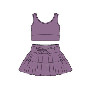 Conjunto de Falda de Yoga Roja Sólida para Niña Pequeña, Ropa de Verano Personalizada GSD3625, Venta al por Mayor de Ropa Infantil - Product Image 2