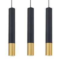 Lampe suspendue moderne noire et or, luminaire linéaire cylindrique pour restaurant, café, bar, chambre à coucher