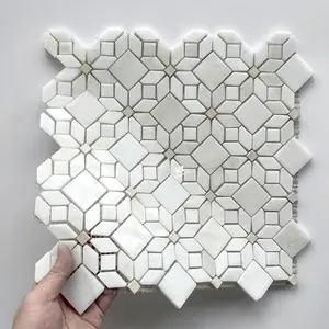 Azulejos de mosaico de mármore vitrificados Kewent Foshan Premium Waterjet flor