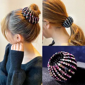 Easy Updo Styling Sparkling Rhinestone Maker Ponytail Holder Accesorio para el cabello Nest Hair Clip Chic Bun para mujeres