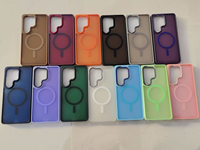 Coque de téléphone portable magnétique en acrylique mat avec motif diamant métallique pour iPhone 17 Pro Max 16 15 Plus Samsung S26 S25 Ultra