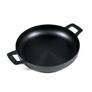 Fournisseur direct d'usine ustensiles de cuisine casserole durable à grande boucle en fonte petit déjeuner poêle plat de service