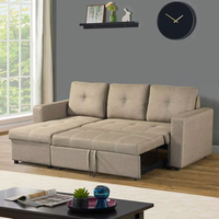 Chine vendeur personnalisé salon tissu canapé-lit convertible en forme de L coin canapé-lit ensemble avec chaise de rangement
