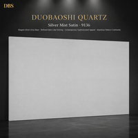 Dalle de quartz satiné Silver Mist |   Graine grise fine et élégante |   Mohs 6 CE SGS Imperméable |   Table de réception moderne de luxe pour hôtel