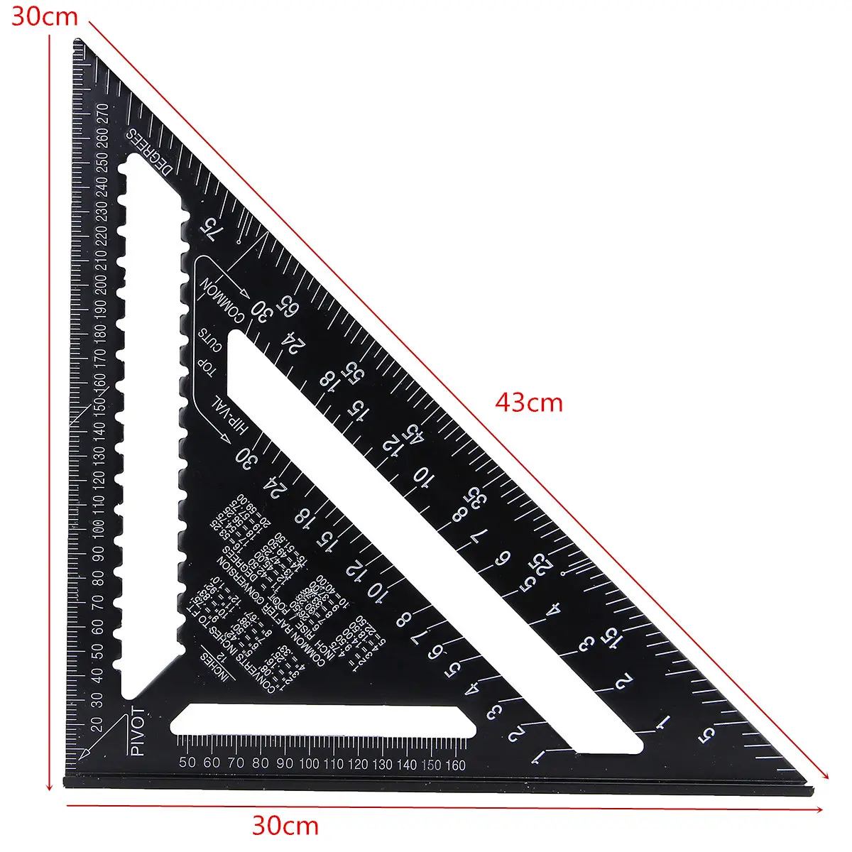 Regla cuadrada de aleación de aluminio para medición de ángulo métrico, herramienta de carpintería, 7 pulgadas