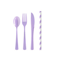 Ensemble de vaisselle de fête à paillettes dégradées violettes - Assiettes, gobelets, serviettes et couverts jetables pour anniversaire, mariage, décoration de baby shower