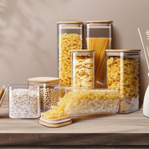 Plastic <b>Kitchen</b> Grain and Multigrain Sealed Jar Transparent Airtight Food <b>Storage</b> Box with Bamboo Lid - Product Image 5