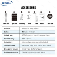 Serrure de cylindre intelligente Tuya, étanche, Wifi, application Ttlock, sans fil, Euro, réglable, électronique, numérique, carte RFID, biométrique, empreinte digitale