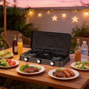 <span class=keywords><strong>Plaque</strong></span> de cuisson à gaz portable en acier inoxydable à 3 brûleurs, idéale pour l'extérieur et les camping-cars, pour la cuisine domestique et le bureau - Product Image 5