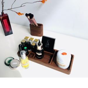 Wooden Cosmetic Organizer Tray <b>Makeup</b> Storage <b>Box</b> Desktop Vanity Holder For Lipstick And Beauty Products - Product Image 3