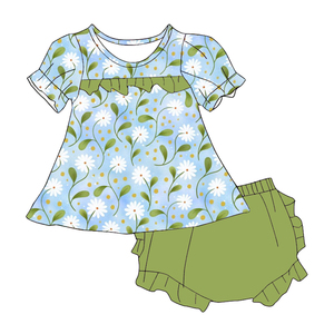 Conjunto Casual de 2 Piezas para Niñas, de Seda Láctea, Transpirable, con Top de Manga Corta con Volantes y Pantalones Cortos con Volantes, Estampado Completo, Ropa de Verano Personalizada - Product Image 3