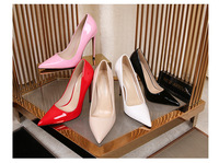 Modische Damen Büroschuhe 12 cm Hohe Absätze Stilettos Große Größen Pumps Mehrfarbig Elegante PU-Leder Abendschuhe für Frauen
